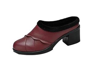 cfpqv Pantoufles pour femmes à bout fermé avec doublure Pantoufles à talon Pantoufles antidérapantes en cuir Chaussures de marche Chaudes Pantoufles Pantoufles de marche Chaussures de jardin pour