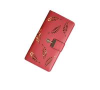 cfpqv Portefeuille long et double pli pour femme avec porte-cartes et fermeture éclair et boucle, pochette élégante, sac à main pour femmes électriciens, rouge, Taille unique