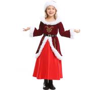cfpqv Robe de Noël pour enfant fille tulle hiver manches longues chapeau vacances robe de fête pour 4 à 12 histoires du calendrier de l'Avent 10, a, 4-6 ans