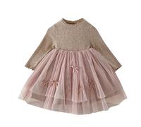 cfpqv Robe fille printemps et automne nouvelle à la mode bébé fille jupe en maille enfants bas extérieur manches longues public principale pantalon chaînes E fille, kaki, 9-12 mois
