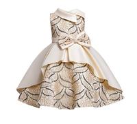 cfpqv Robe pour fille - Printemps et anniversaire d'enfant - Robe de princesse - Podium - Jupe tutu - Jupe de piano - Costume de soirée - Robe décontractée - Jupe en jean - Rouge, beige, 2-3 ans