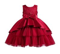 cfpqv Robe pour fille - Printemps et anniversaire d'enfant - Robe de princesse - Podium - Tutu - Jupe de piano - Costume de soirée - Robe décontractée - Chaînes - Pantalon, Bordeaux, 3-4 ans