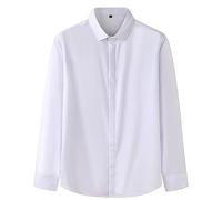 CFQYPZY Chemises Grande Taille pour Hommes - Chemise Ample Classique À La Mode avec Boutons Cachés Chemise Habillée Blanche Décontractée À Manches Longues Chemise Extensible De Grande Taille Chemise