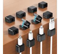 CFRY-12 Pièces Range Cable Bureau, Cable Management Magnétique Clips Cable Auto-adhésifs Organisateur du Cable pour Table de Nuit, Câbles D'alimentation, Câbles HDMI, USB, Audio (Noir, 7mm)