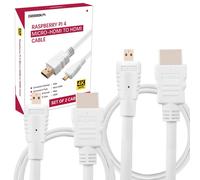 CFRY-2PCS 4K Micro HDMI to HDMI Cable Male to Male Cable, High Speed 18Gbps 4K 60Hz, Compatible with Raspberry Pi 5/Pi 4 8GB/4GB/2GB/1GB/Raspberry Pi 400