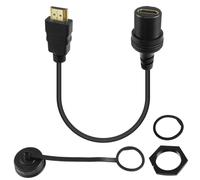 CFRY-4K HDMI Fixation Filetée Affichage HD Câble étanche HDMI 2.0 Male à Femelle Voiture Tableau Bord Extension Cable HDMI Panneau Montage Prise 4K@60Hz, pour Voiture Camion Bateau, 30cm/11.8in
