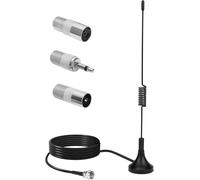 CFRY-Antenne Radio Dab UKW FM Aicharynic avec Base Magnétique + Câble Coaxial 3M + 3 Adaptateurs Antenne FM Amplifiée Intérieure pour Chaine HiFi et Autoradios Antenne TV Intérieur Puissante
