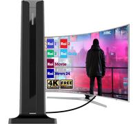 CFRY-Antenne TV intérieure avec base adhésive - Réception 360° DVB-T2/TDT - Support Full HD et 4K UHD - Signal stable pour canaux gratuits - Câble 3 m