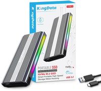 CFRY-Boîtier SSD M.2 NVMe, adaptateur USB 3.1 10 Gbit/s sans outil pour 2230/2242/2260/2280 M.2 avec câble USB C vers A et lumière RVB