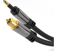 CFRY-- Câble audio optique Mini-TOSLINK avec protection du signal - 1,5m (Mini-TOSLINK à TOSLINK, câble numérique S/PDIF/câble optique pour barres de son, systèmes stéréo/amplis, Hi-Fi)