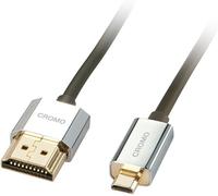 CFRY-- Câble HDMI vers Micro HDMI A/D CROMO Slimline High Speed 2 Mètres avec Design Slimline, 4k@60Hz 18G 3D 1080p HDCP 2.2 ARC CEC Testé ATC Compatible avec TV, PC Monitor, Tablette, Caméra