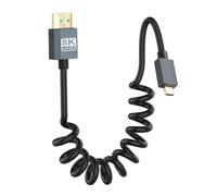 CFRY-Câble micro HDMI vers HDMI 8K, câble spiralé Ultra HD haute vitesse HDMI vers micro HDMI 2.1, prend en charge 8K 4K 3D et HDR dynamique jusqu'à 48 Gbit/s