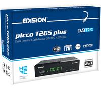 CFRY-EDISION Picco T265 Plus Récepteur Terrestre TNT DVBT2 et par Câble DVBC, H.265 HEVC FTA Haute définition,PVR,USB,HDMI,SCART,Capteur IR,Prend en Charge USB WiFi,IR Télécommande Universelle 2en1