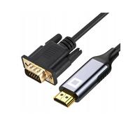 CFRY-HDMI vers VGA D-SUB 2K/60Hz, Full HD 1080p, Plug & Play, plaqué or, adaptateur unidirectionnel, convertisseur, compatible avec les ordinateurs portables, les moniteurs, les projecteurs (3m)