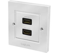 CFRY-LogiLink AH0018 \u2013 Prise Murale HDMI avec 2 Prises HDMI Haute Vitesse avec raccord Ethernet (Prise extérieure/Femelle intérieure) en Blanc