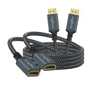CFRY-Lot de 2 Câbles d'extension HDMI 0,3M, rallonge HDMI 4K Mâle vers Femelle, Câble Adaptateur HDMI 2.0 en Nylon tressé Compatible 4K@60Hz 3D HDR 2 Pièces