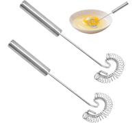 CFRY-Lot de 2 fouets en spirale en acier inoxydable - Mini fouet à sauce - Pour blender - Ustensiles de cuisine et de cuisine - Passe au lave-vaisselle (argenté)
