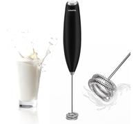 CFRY-Mousseur à lait électrique, Mousseur à lait à piles avec Fouet en Acier Inoxydable, Mini-mousseur à café pour le café, le Latte, le Cappuccino, le Matcha et le Chocolat Chaud,Noir