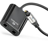 CFRY-® premium Répartiteur Toslink, 1x entrée fiche, 2x sortie socket, répartiteur audio numérique S/PDIF, 0,15 m, noir