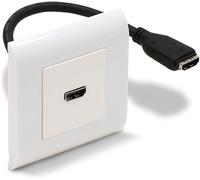 CFRY-Prise murale HDMI Type Mosaic 80x80 femelle complète, Plastron HDMI 45x45 F/F câble 20cm avec Plaque et support à vis, couleur Blanc