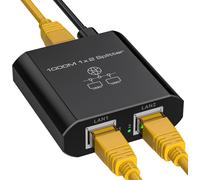 CFRY-Switch RJ45 2 Ports 1000Mbps Ethernet 1 to 2 Gigabit Network Splitter pour Téléviseurs PCs Ordinateurs Routeurs Décodeurs etc avec Type C Power Cable