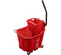 CFS OmniFit Seau à Franges en Plastique avec essoreuse latérale, 35 litres, Rouge