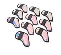 CFTGIW 10 PCS Couvre-têtes de Club de Golf Surface en Tissu PU Élégant Résistant aux Chocs Anti-Rayures Ensemble de Couvre-Fers de Golf pour Clubs de Bord Blanc Qui Ne Fait qu'éléger Votre mais