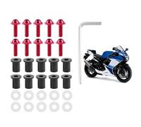CFTGIW 10 Pièces Boulons de Pare-brise de Moto Rondelles d'écrou Kit de Montage de Carénage de Moto Universel Rouge une Apparence de Finition et une Installation Types M5 Convient à les Boulons