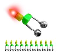 CFTGIW 10 Pièces LED Nuit Canne à Pêche Morsure Appât Lumière d'alarme avec Double Cloches Anneau Indicateur d'alarme de Morsure de Pêche Double et Anneau Donne du Métal au Poisson Haut Fabriqué
