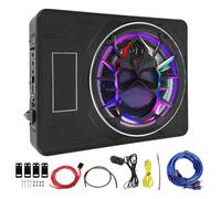 CFTGIW 10 Pouces 800W Slim sous Le Subwoofer Suif de Voiture Actif Salle de Subwoofer à LED Bleu pulsé et Boost de Basse pour Le Système Audio SUV de Camion de Voiture (Colorful)
