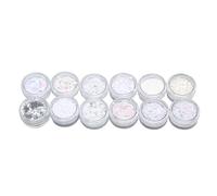 CFTGIW 12 Grilles Paillettes Paillettes Ensembles de à Nail de Ongle Diy Décortiquées 3d Décorations d'art Nail (WHITE)