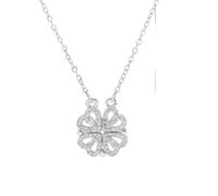 CFTGIW 2 en 1 Pliant Coeur d'amour Trèfle à Quatre Feuilles Collier Bijoux Chanceux Herbe Pendentif Collier Cadeau de Saint Valentin pour Femmes Filles Le A de Nombreux Petits Ouverts 1 A et être