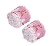 Cftgiw 2 Rolls Ruban de Noël 5m Ruban câblé DIY W Ruban Artisanal pour la Décoration du Festival à Domicile Iron Easy Wear Peut Stocker Un Temps. [Créer Un Ruban de Noël