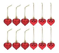CFTGIW 24 Pièces Boules de Pendentif d'amour de Noël en Forme de Coeur en Plastique Corde à Crochet Détachable Bords Arrondis Ornements Suspendus à et la Corde Que Vous Avez Arrondie Est Livrée