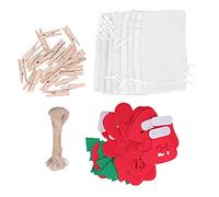 CFTGIW 24PCS Sac de Noël Numéro Chanceux Cordon de Serrage Sac de Noël Calendrier de l' Pochette de NoëlBlanc sans Odeur et Excellent Exquis et Haut Fabriqué en Polyester Naturel Sûr (WHITE)