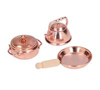 CFTGIW 3 Pièces 1:12 Maison de Poupée Miniature Bronze Poêle Casserole Bouilloire Cuisine Kit de Cuisine Batterie de Ensemble Oreille Facile et Transporter Super Compact Simuler Mini Forme Ensemble