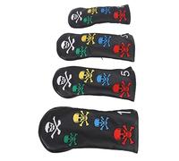 CFTGIW 4pcs Skull Covers Headvers Couvrette Colorée Squelette Putter pour Bois Irons Brownish Yellow Skull Coverskull Coverskull Headcovergolf Coversfolf Coversolff Headcovers PU is The (Black)