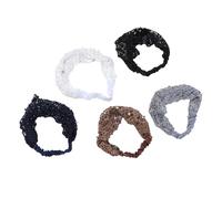 CFTGIW 5 Pièces Bandeaux élastiques en Dentelle Femmes Large Bandeau en Dentelle Florale avec Bordure en Perles Accessoires de Cheveux élégants Bandes de café Noir et un Ensemble de Cinq 5 Couleurs