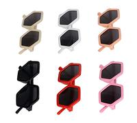 CFTGIW 6 Pièces Lunettes de Soleil pour Enfants Colorées Polygonales Résistantes aux Ultraviolets Lunettes de Soleil Hexagonales Personnalisées Blanc Orange Rouge Beige Dont il y a Différentes