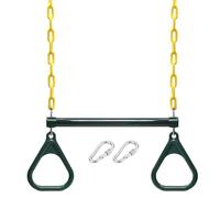 CFTGIW Barre de Balançoire Trapèze et Anneaux Ensemble de Balançoire de Terrain de Jeu Robuste avec Chaînes et Mousquetons Recouverts de Plastique de 47 Po Easy Set 2 Barre en Plastique 2 avec