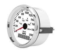 CFTGIW Bodomètre du Compteur de Vitesse 85 Mm 200 Mph 0-300 Km/H IP67 Rétro-éclairage Rouge pour Les Bateaux de Voitures 12V / 24V