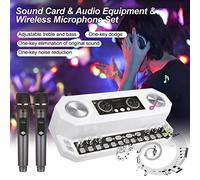 CFTGIW Cartes Son et équipement et Microphone Set Multifonctionnel Rechargeable BT Carte de Son BT Équipement de Diffusion Sonore électrique avec Effet Lumineux coloré pour Le Chant/la Diffusion