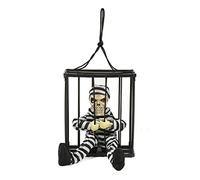 CFTGIW Halloween Effrayant Hurlant animé Squelette Cage Prisonnier avec des Yeux Lumineux Accessoires de Maison Hantée Décorations de Fête d'halloween Prisonnier Un Sa Décoration Effrayante