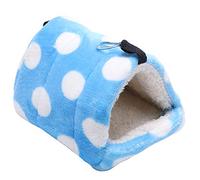 CFTGIW Hamac Nid pour Petit Animal de Compagnie, Lit Suspendu Doux avec Crochet pour Hamster, Point Bleu et Blanc, Lavage en L pour Nettoyer et Accrocher, qualité Non Toxique, Chaud, sans Danger (L)