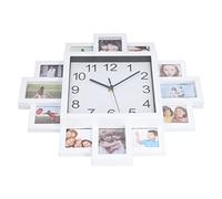 CFTGIW Horloge Murale avec Cadre Photo Blanc de 15,35 Pouces, Horloge Personnalisée Multi-photos à Faire Soi-même pour la Décoration de la Maison, Matériau Convivial, Photo Durable, Matériau de