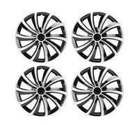 CFTGIW Hubcaps Roue Couvre vers Le Remplacement 14 Pouces Ensemble de Marrons de 4 Snap Matériaux ABS sur Le SUV de Camion de Voiture avec pour Clio (Argent Noir)