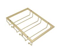 CFTGIW Iron Art Upside Down Glass Solder European Suspendue en Verre Suspendu sous l'armoire Gold Upside Down Rackupside Glass Blass Rack en Verre Sack sous Cabinet 3 Rows (Gold)