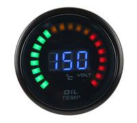CFTGIW Jauge de Température d'huile Numérique de 52 Mm, écran LCD Couleur LED avec Faisceau de Capteurs, Lentille de Compteur de Voiture éteinte, LED Fumée sur une Jauge, Ce Bleu Numérique avec