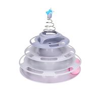 CFTGIW Jouet de Plateau Tournant pour Chat, Soulage l'ennui, Plateau Tournant Interactif à 4 Niveaux, Balles de Jouet pour Chat avec étoile à Ressort pour Fournitures de Chaton, Violet à Quatre des
