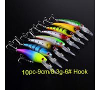 CFTGIW Kit de 20 Leurres de Pêche Leurres de Pêche en Plastique Ensemble d'appâts avec Crochets pour Poissons d'eau Douce 'Eau Salée Engins de Cadeaux pour Hommes Poissons ' Douce Ses Couleurs